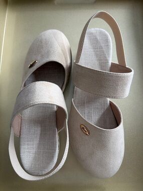 Ladies Beige Slingback Comfort Wedge